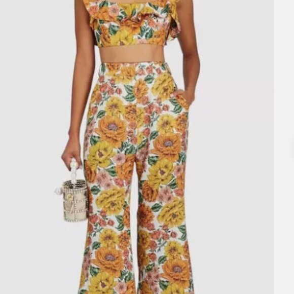 ZIMMERMANN Poppy Cropped Linen Flare Pants - Picture 1 of 12